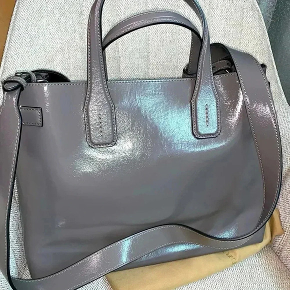 Burberry Patent Gray Leather Tote - Picture 1 of 5